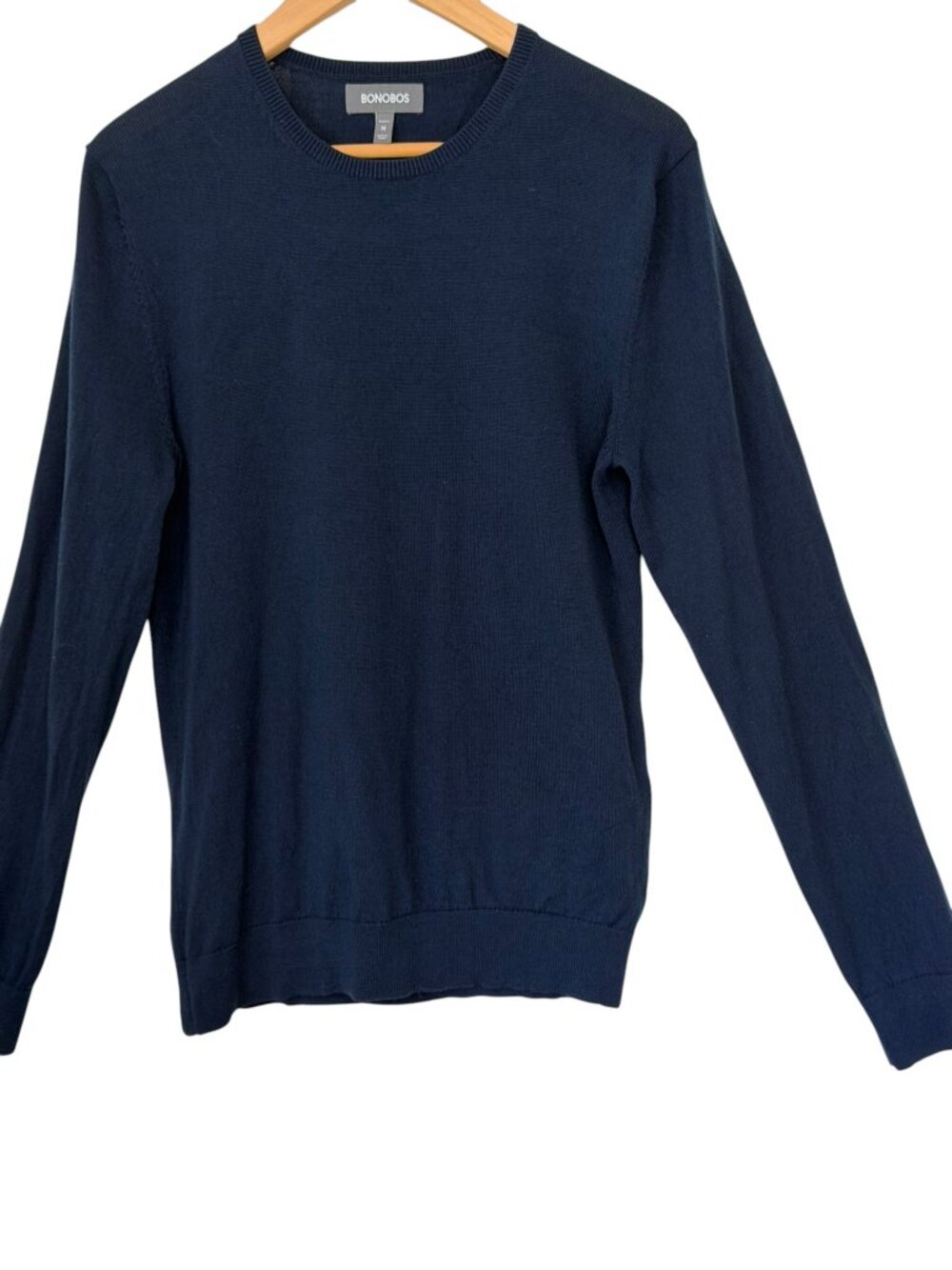 Bonobos 100% Extra Fine Merino Wool Crew Neck Slim Fit Sweater Preppy Navy M